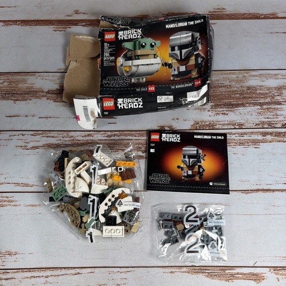Lego Other - LEGO Star Wars BrickHeadz Mandalorian & Child 75317 Incomplete Bags 1 2 Box